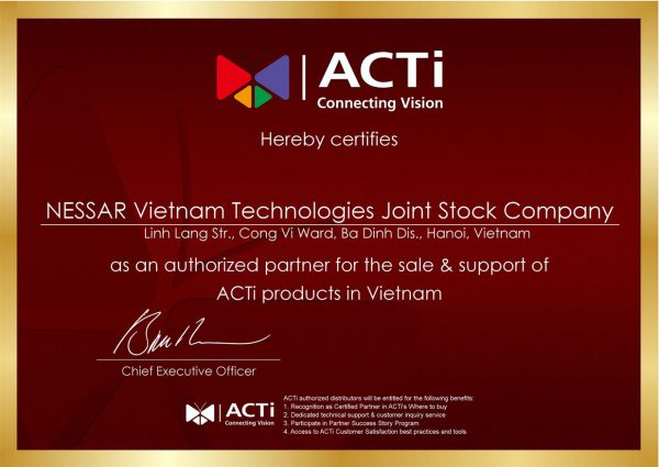 NESSAR chính thức trở thành nhà phân phối độc quyền của ACTi tại Việt Nam